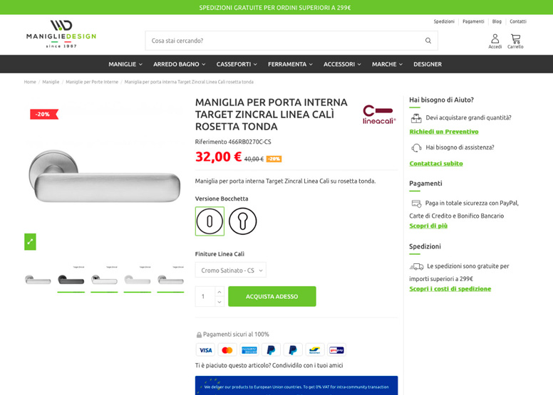 E-commerce maniglie Linea Calì maniglieonline.com