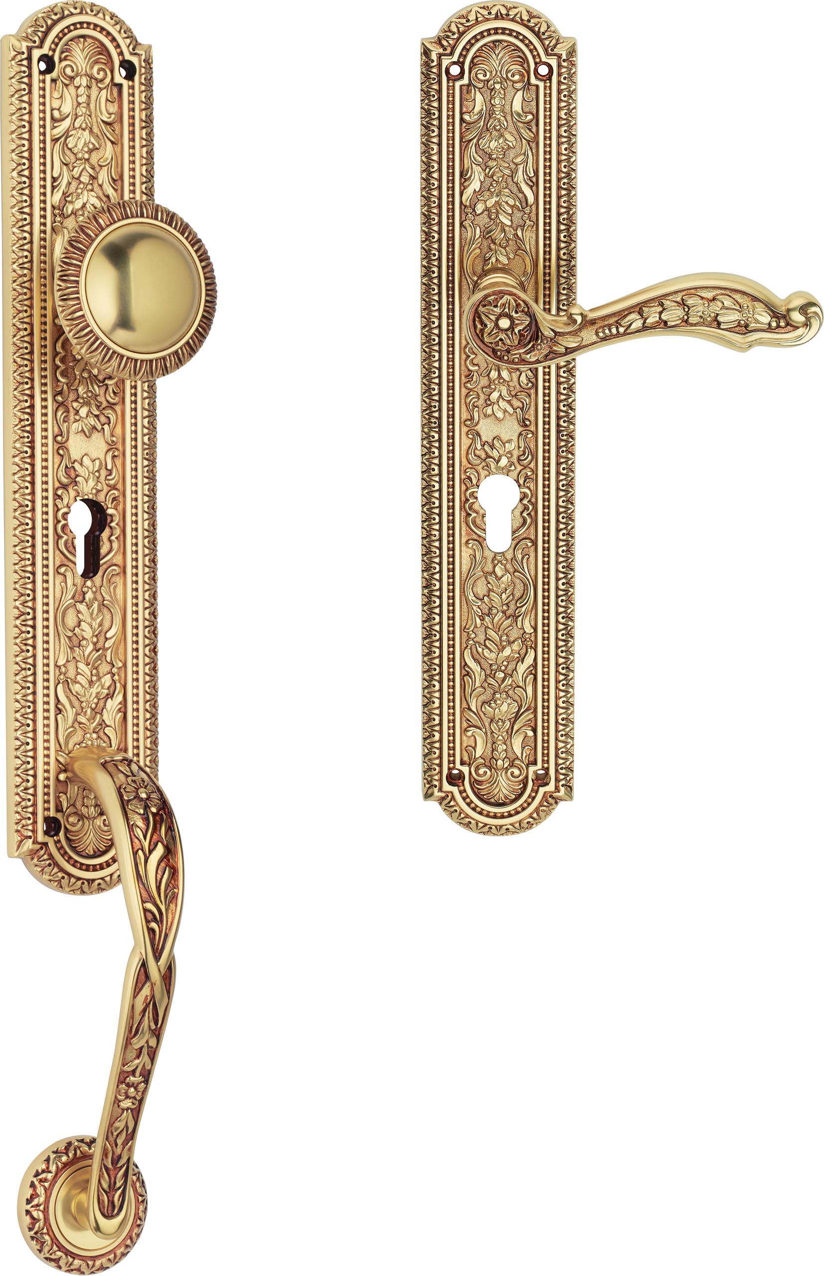 Комплект для входной двери: ручка (правая или левая) + фиксированный кноб и ручка на планке арт.art.1560 - Linea Calì