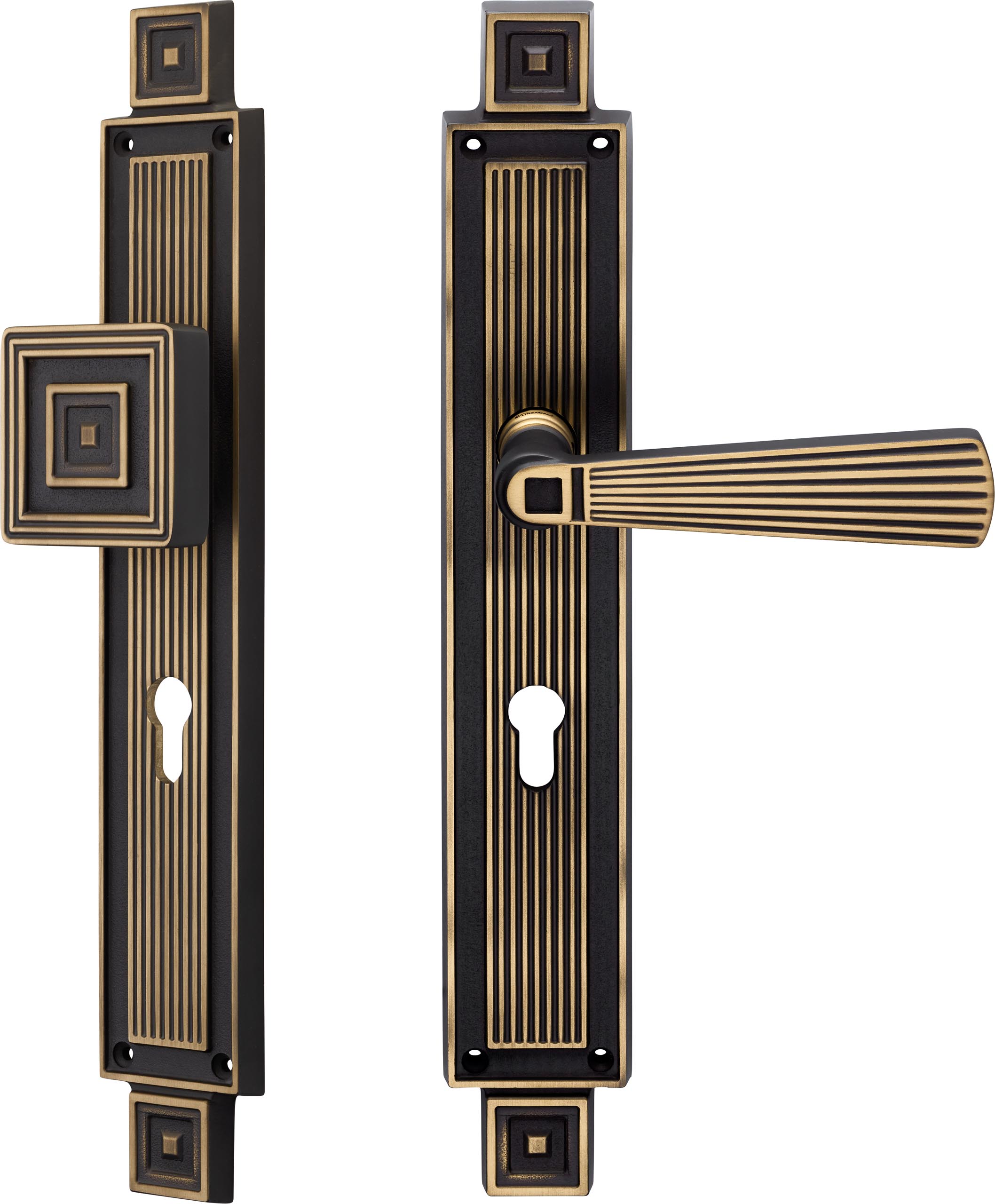 Türklinke (re o. li) + Haustürknauf auf Schild art.1055 - Linea Calì