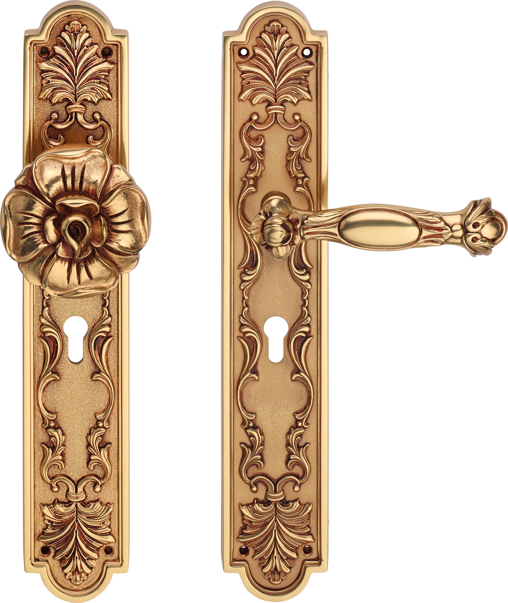 Дверная ручка (правая или левая) + ручка-кноб на планке Big art.1405 - Linea Calì