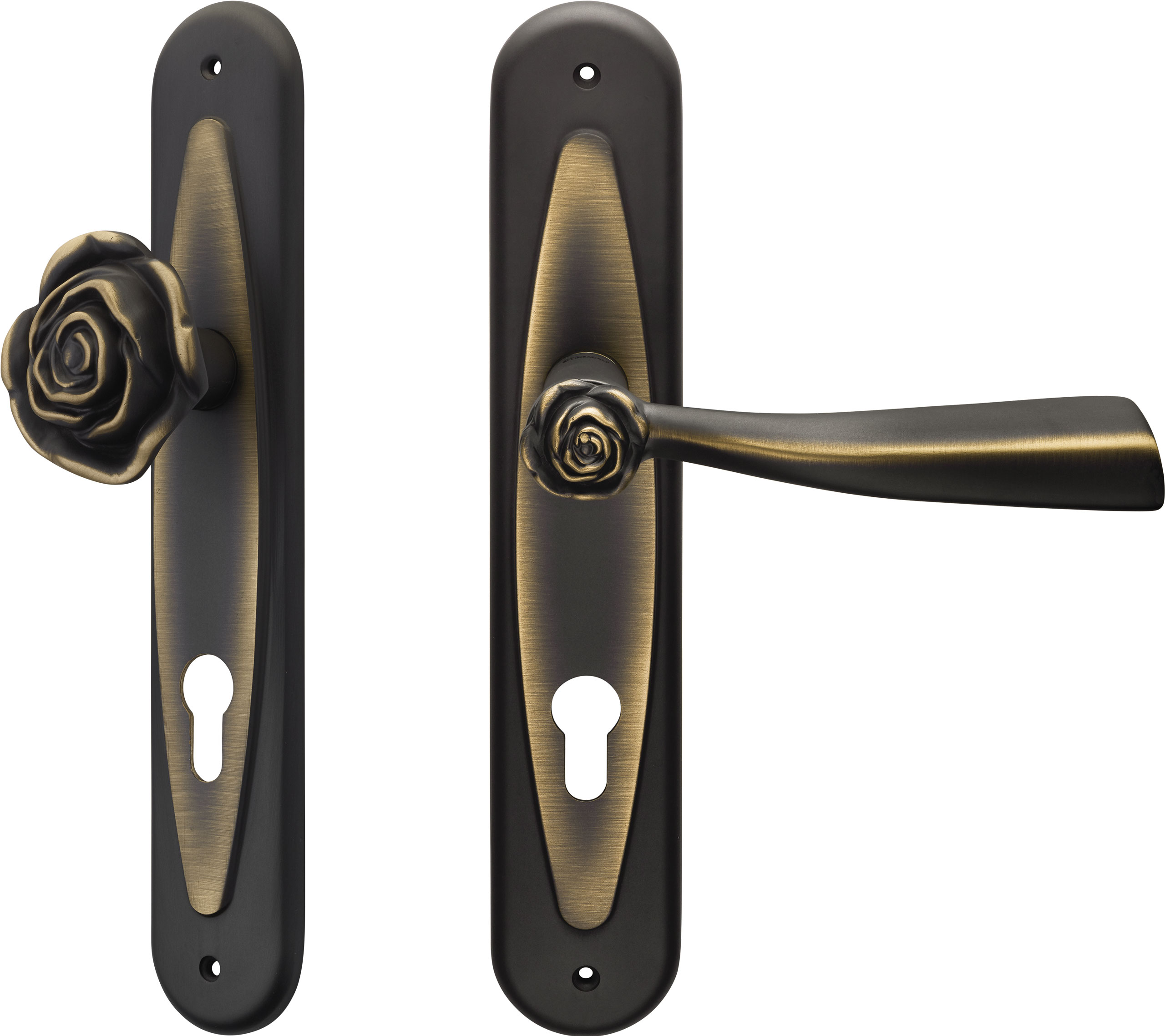 Дверная ручка (правая или левая) + ручка-кноб на планке art.955 - Linea Calì