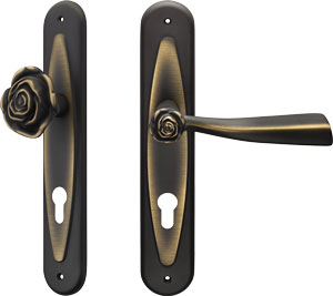 Дверная ручка (правая или левая) + ручка-кноб на планке art.955 - Linea Calì