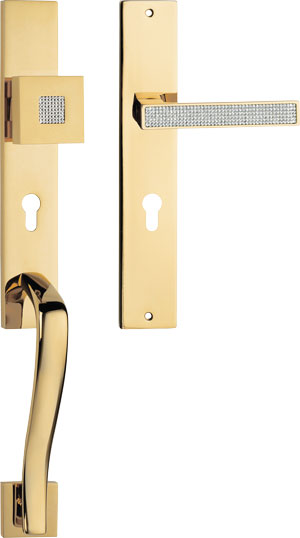 Set d'entrata: maniglia (dx o sx) + pomolo fisso e maniglione con placca art.1104 - Linea Calì